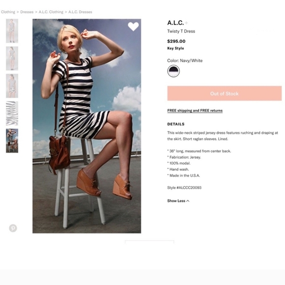 ALC Twisty T Midi Or Mini Ruched Striped Dress - Picture 2 of 9